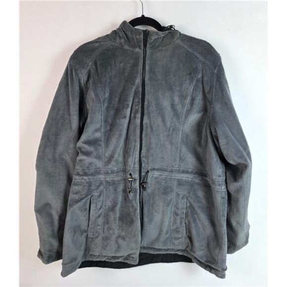 St. Johns Bay Hooded Jacket Men's XL Black Gray Reversible Full Zip Pockets - Picture 6 of 10